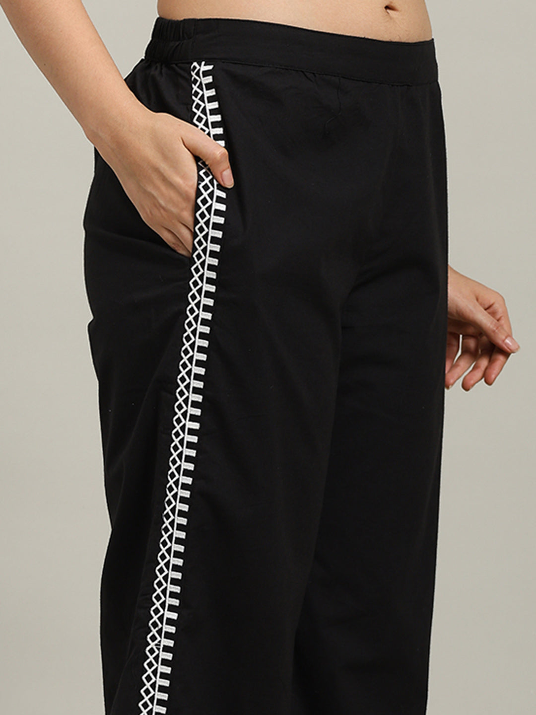 Printed Cotton Blend Kurta With Palazzo
