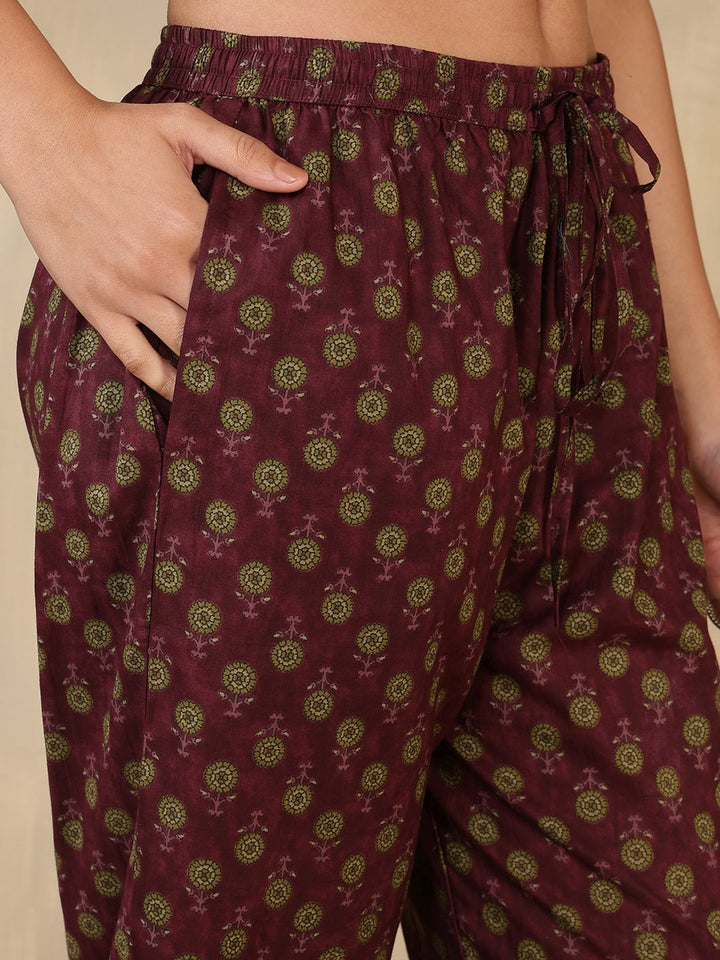 Printed Cotton Blend Suit With Pant &amp; Dupatta
