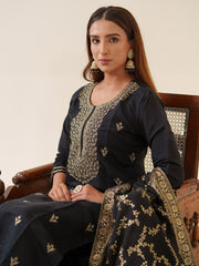 Embroidery Cotton Kurta With Pants & Dupatta