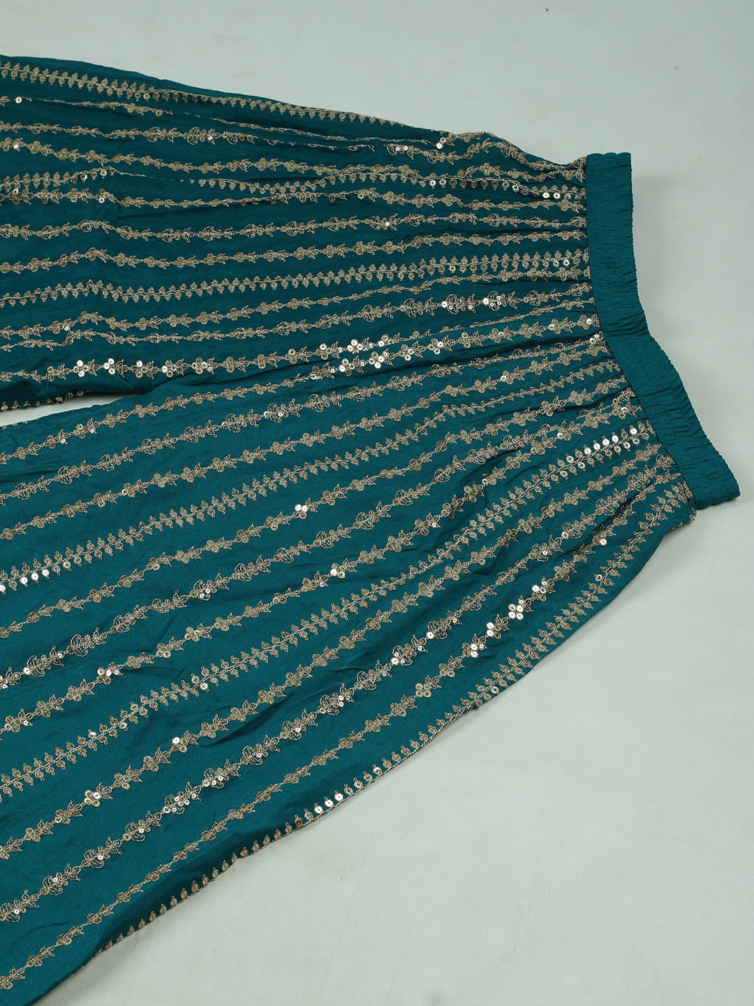Embroidered Chinon Unstitched Suit With Pant &amp; Dupatta