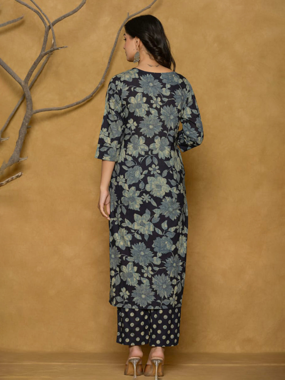 Printed Cotton Blend Kurta With Pants & Dupatta