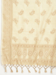 Woven Banarasi Chanderi Unstitched Suit With Dupatta