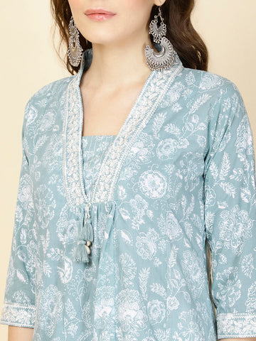 Printed Cotton Suit Set With Dupatta