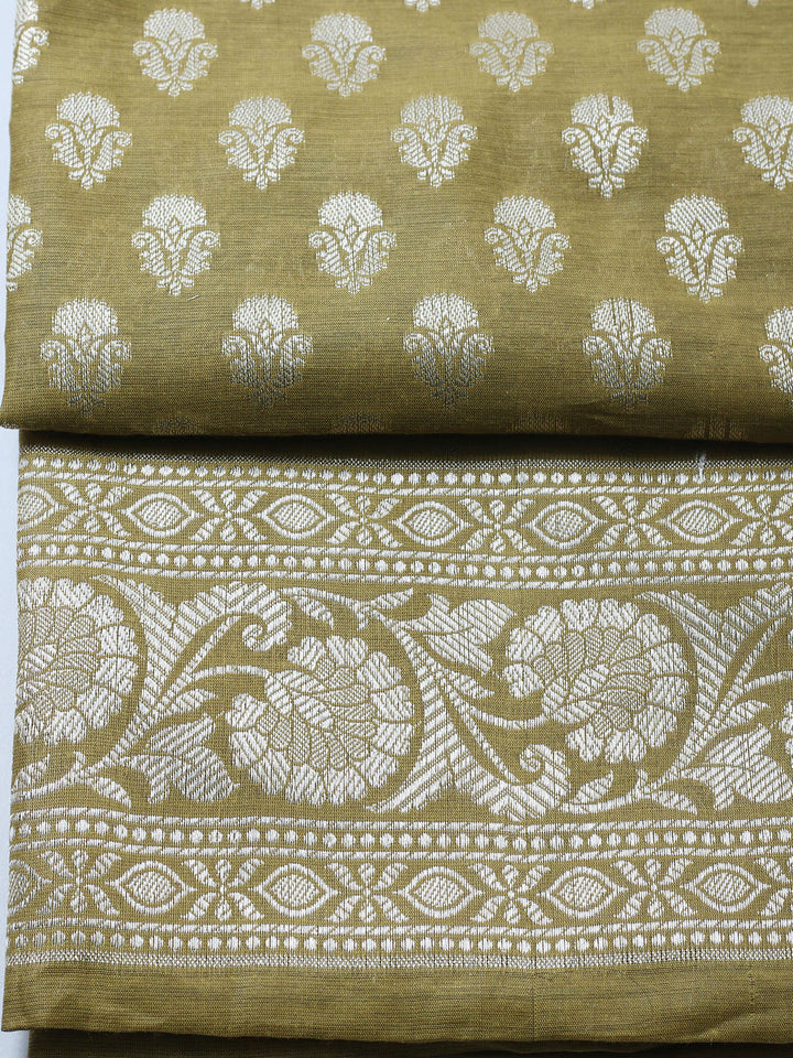 Banarasi Chanderi Unstitched Suit With Pant &amp; Dupatta