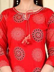 Printed Cotton Blend Kurta With Pants & Dupatta