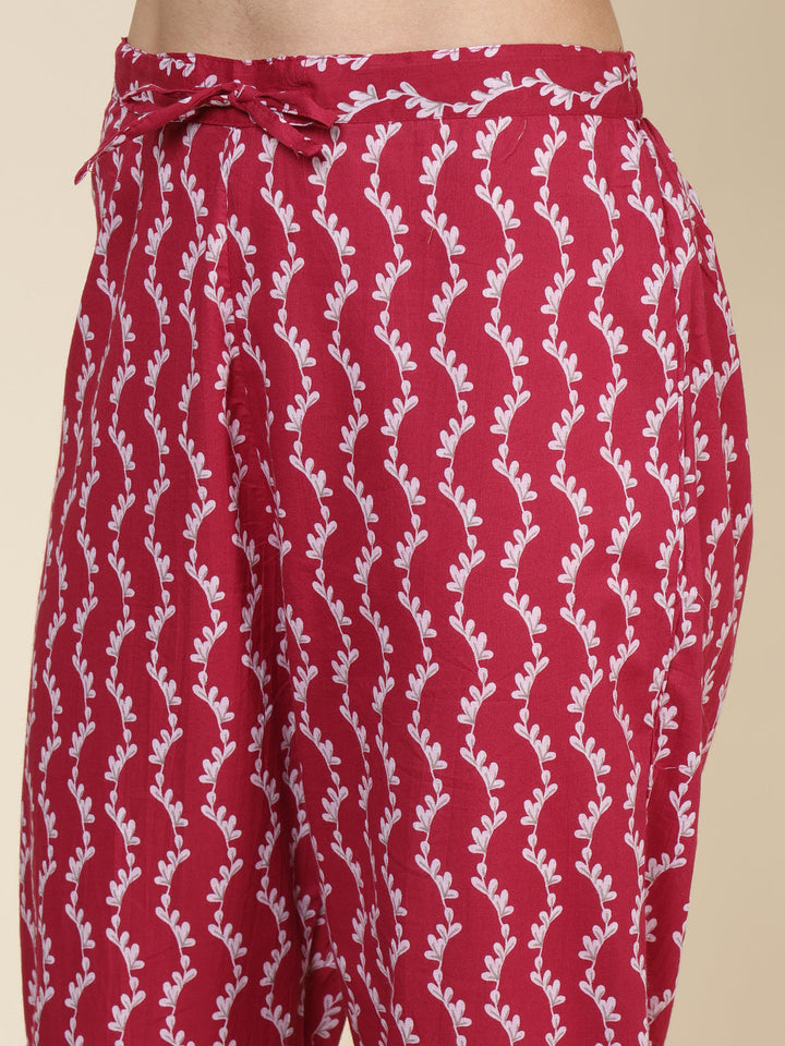 Printed Cotton Blend Kurta With Pants &amp; Dupatta