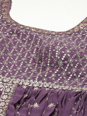 Zari Jaal Embroidery Georgette Kurta With Lehenga & Dupatta