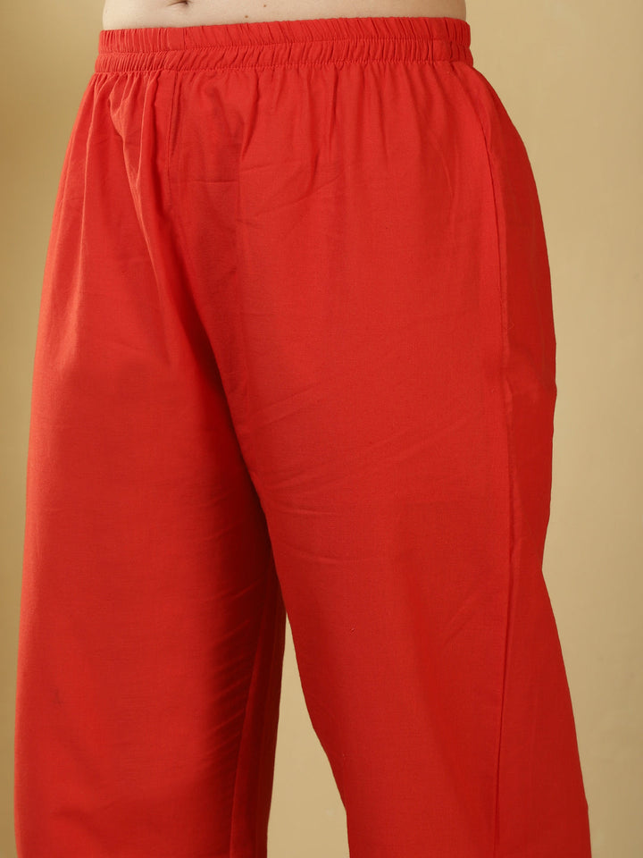 Printed Cotton Blend Kurta With Pants &amp; Dupatta