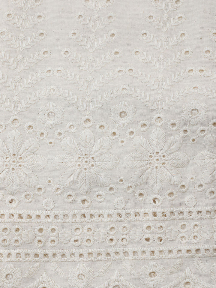 Embroidered Cotton Blend Unstitched Suit With Pant &amp; Dupatta
