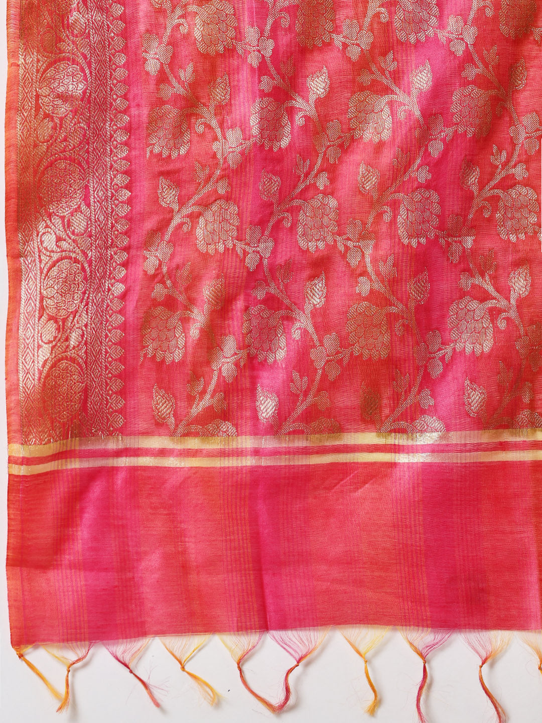 Woven Banarasi Chanderi Unstitched Suit With Dupatta