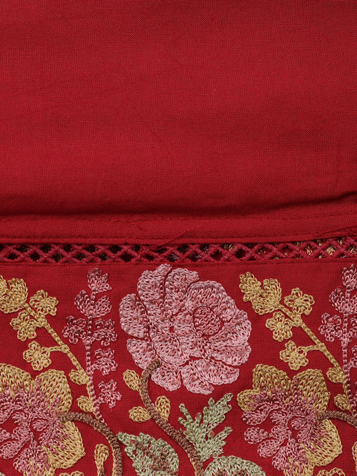 Embroidered Muslin Unstitched Suit With Pant &amp; Dupatta