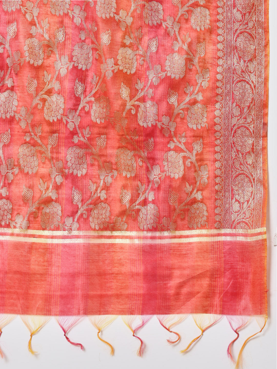 Woven Banarasi Chanderi Unstitched Suit With Dupatta