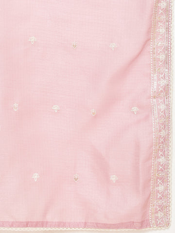 Neck Embroidery Kota Cotton Unstitched Suit Piece With Dupatta