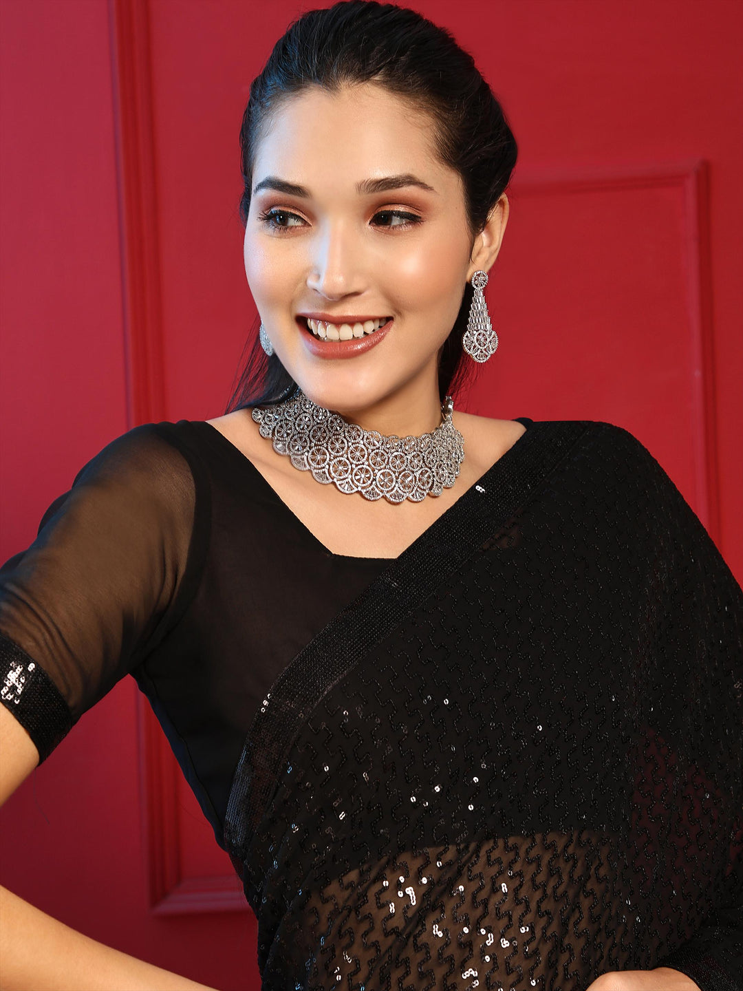 Embroidered Georgette Saree