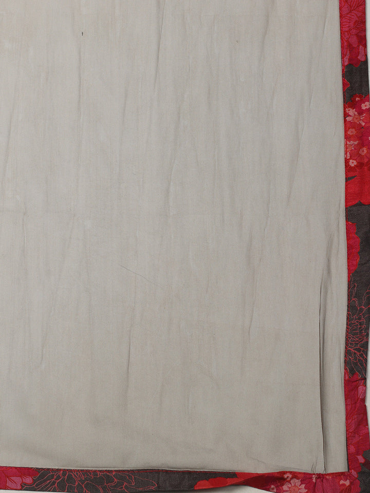 Printed With Embroidered Cotton Blend Kurta With Garara &amp; Dupatta
