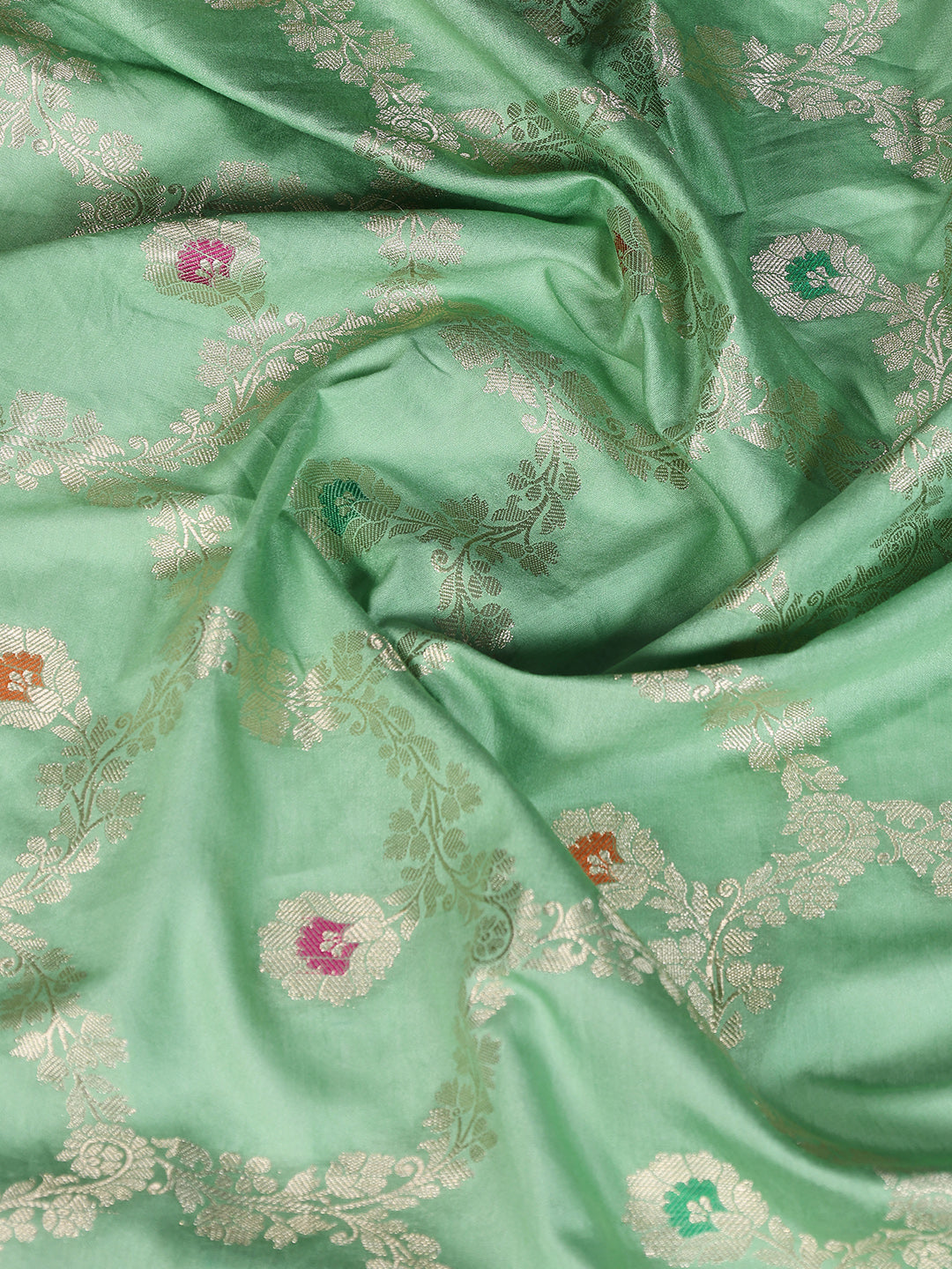 Zari Border Booti Cotton Blend Woven Saree