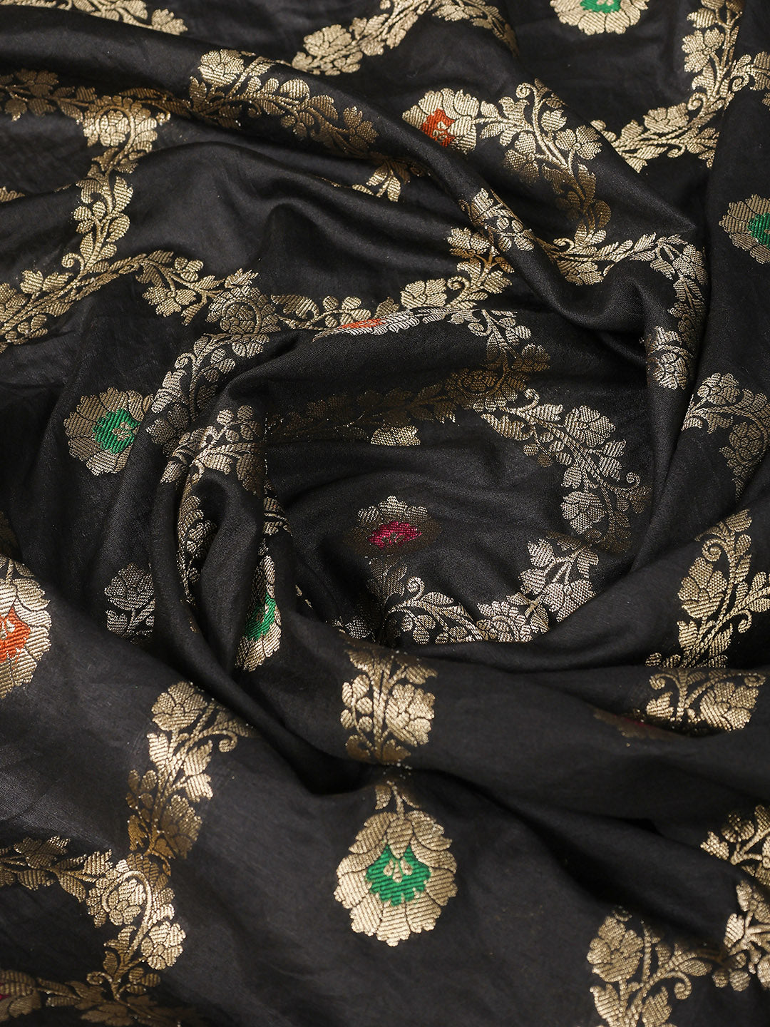Zari Border Booti Cotton Blend Woven Saree