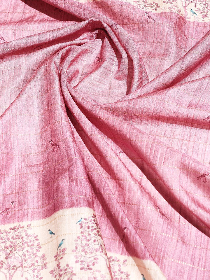 Floral Printed Tussar Silk Saree