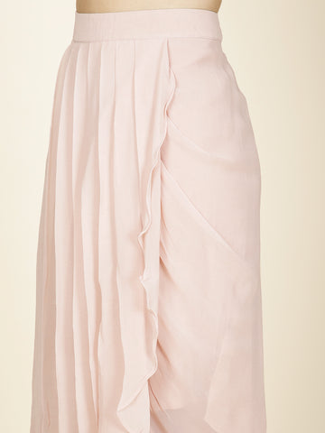 Zari Embroidery Georgette Choli With Pleated Skirt