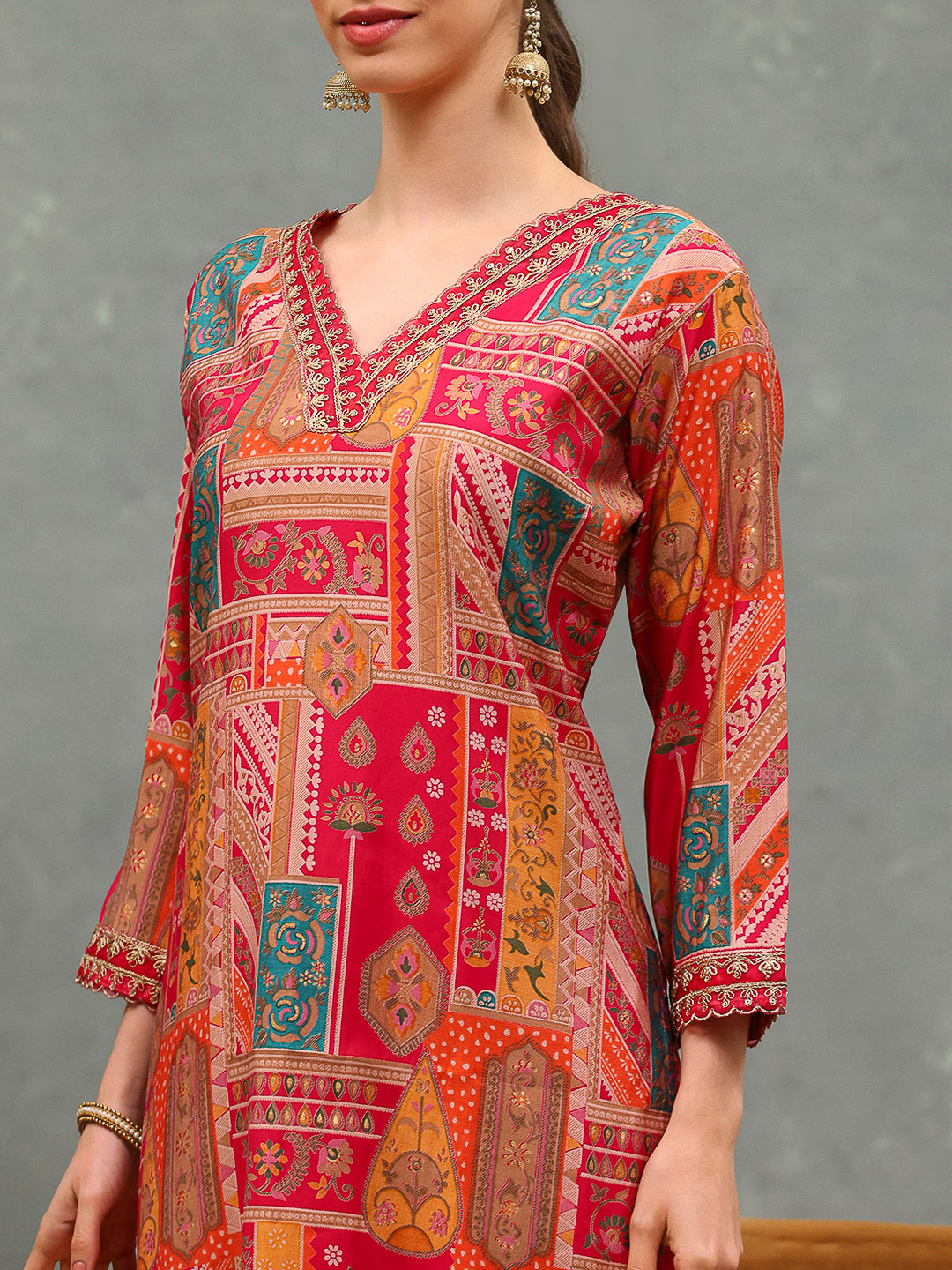 Embroirdred Muslin Kurta With Pants