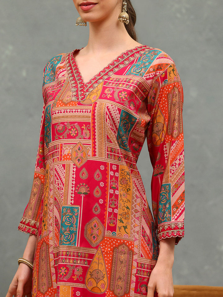 Embroirdred Muslin Kurta With Pants