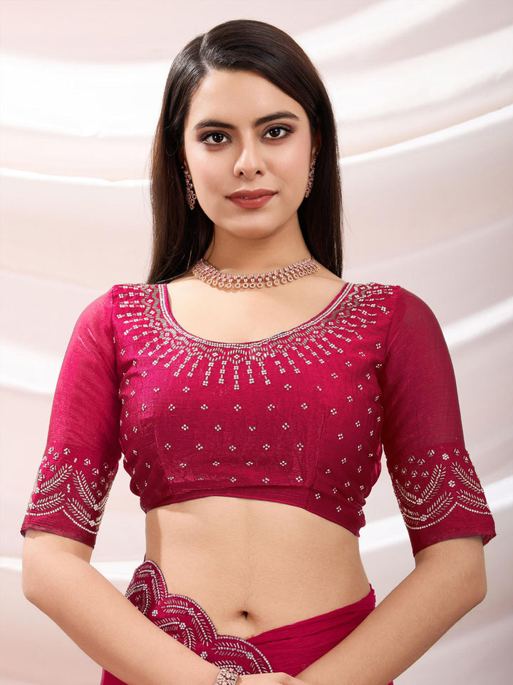 Embroidered Satin Velvet Saree
