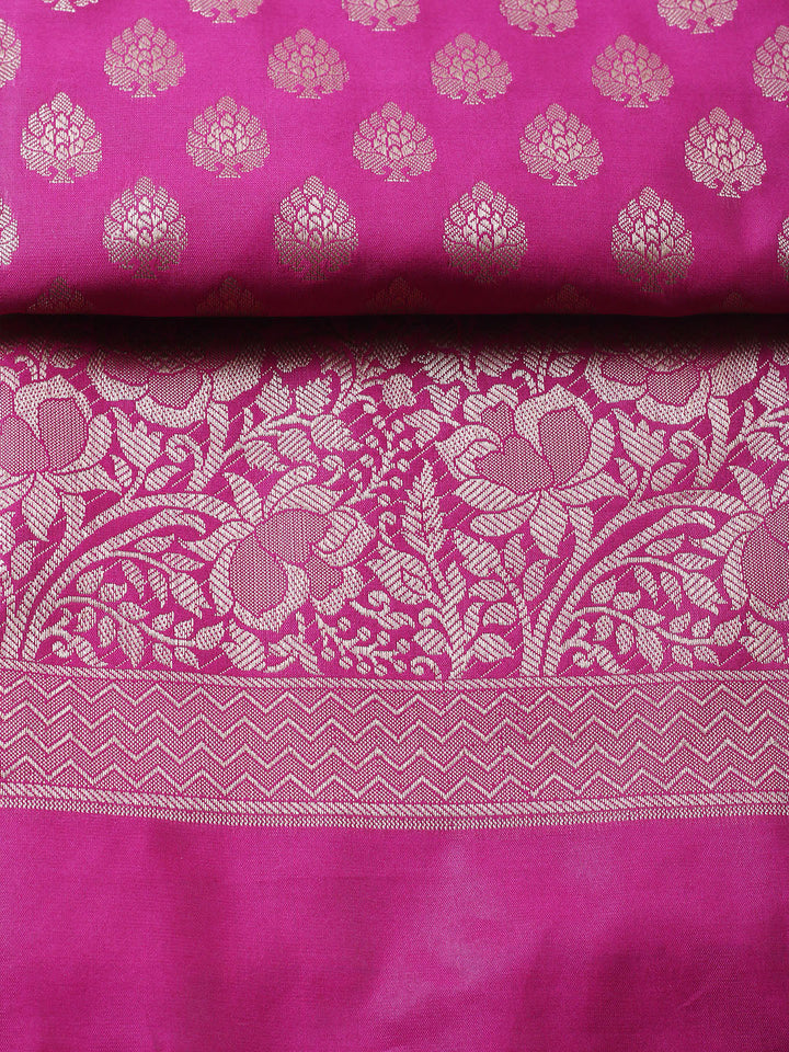 Banarasi Chanderi Unstitched Suit With Pant &amp; Dupatta