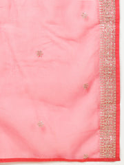 Neck Embroidered Organza Unstitched Suit Piece With Organza Dupatta