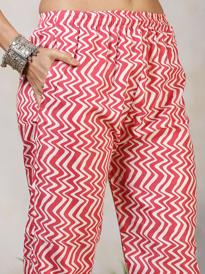 Printed Cotton Blend Kurta With Pants &amp; Dupatta
