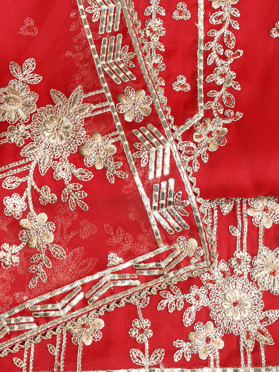 Embroidered Organza Unstitched Suit With Dupatta
