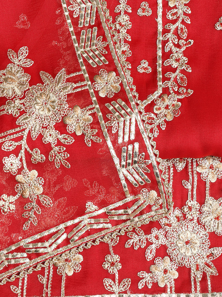 Embroidered Organza Unstitched Suit With Dupatta