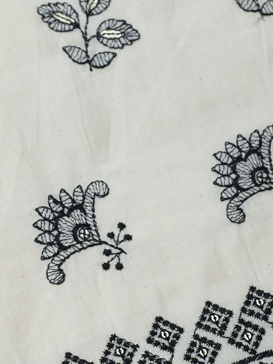 Embroidered Cotton Blend Unstitched Suit With Pant &amp; Dupatta