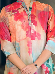 Floral Printed Cotton Straight Kurta With Palazzo