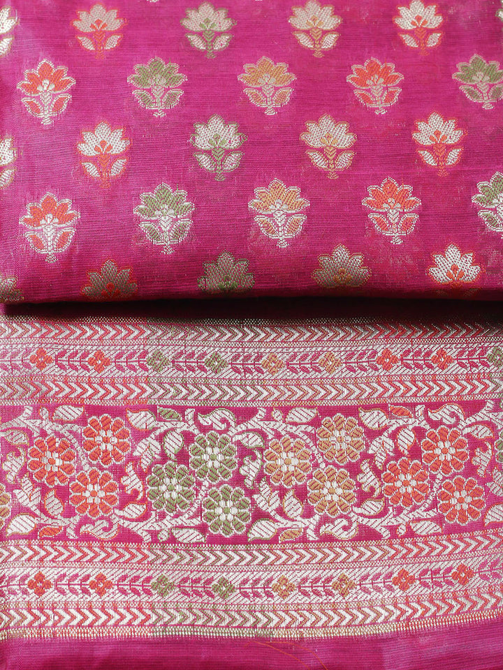 Banarasi Chanderi Unstitched Suit With Pant &amp; Dupatta