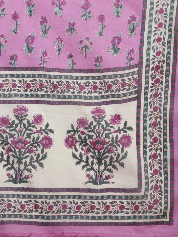 Printed Cotton Blend Kurta With Pants &amp; Dupatta