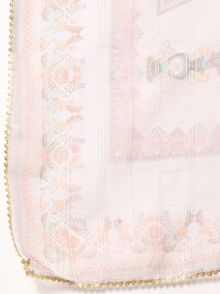 Neck Embroidered Organza Unstitched Suit Piece With Dupatta