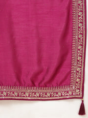 Zari Embroidered Chanderi Unstitched Suit Piece With Dupatta