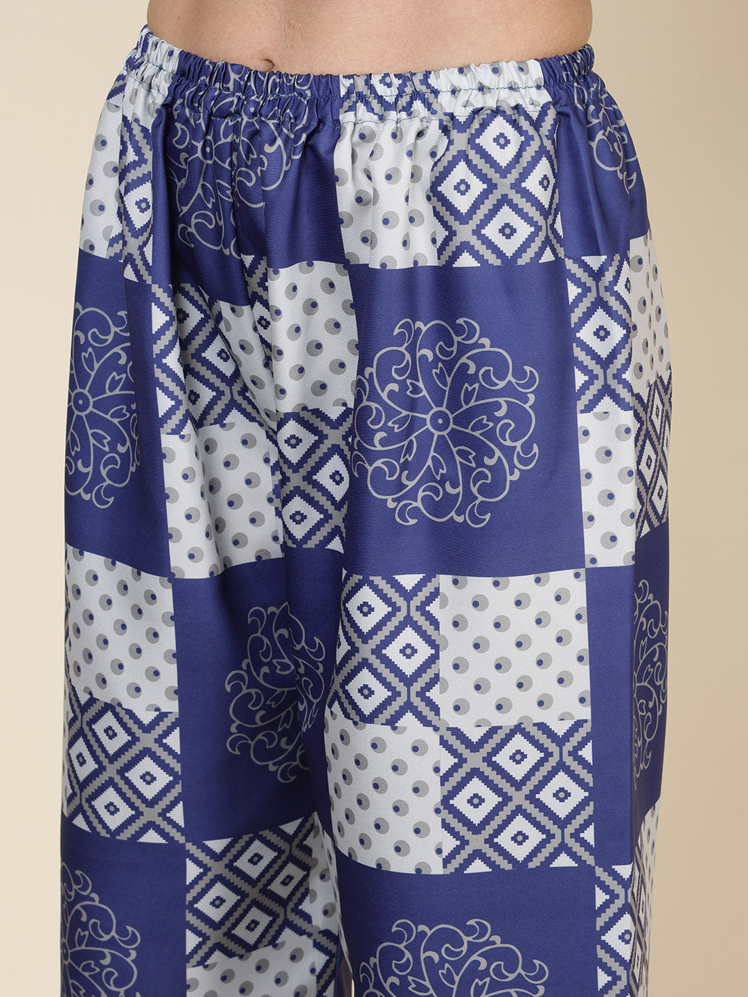 Printed Cotton Blend Kurta With Pants
