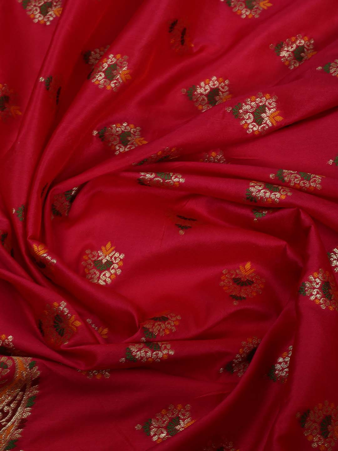 Banarasi Brocade Unstitched Lehenga Choli with Chevron Zari Weave Dupatta