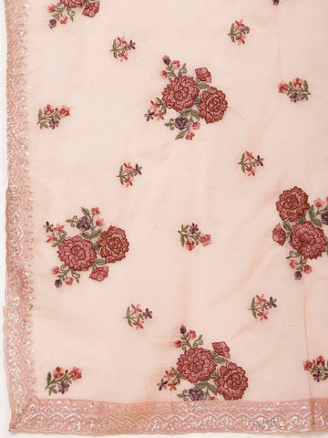 Neck Embroidered Organza Unstitched Suit Piece With Dupatta