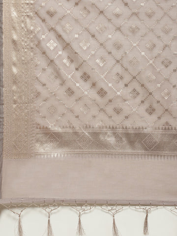 Woven Chanderi Unstitched Suit With Dupatta