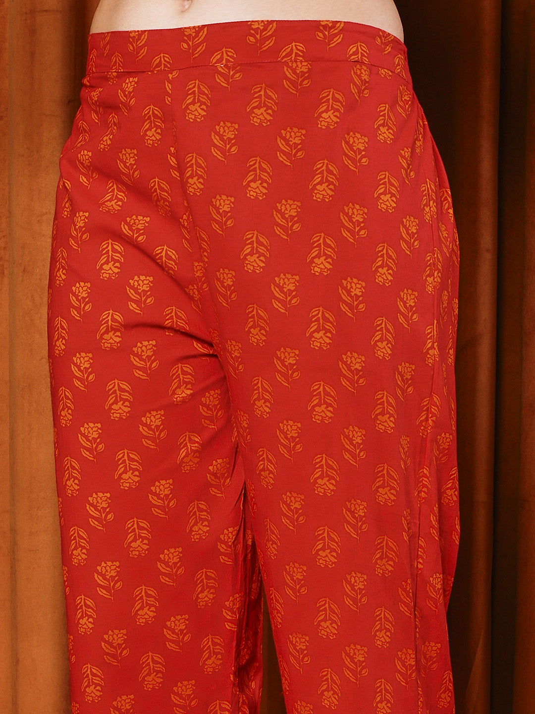 Printed Cotton Blend Kurta With Pants & Dupatta