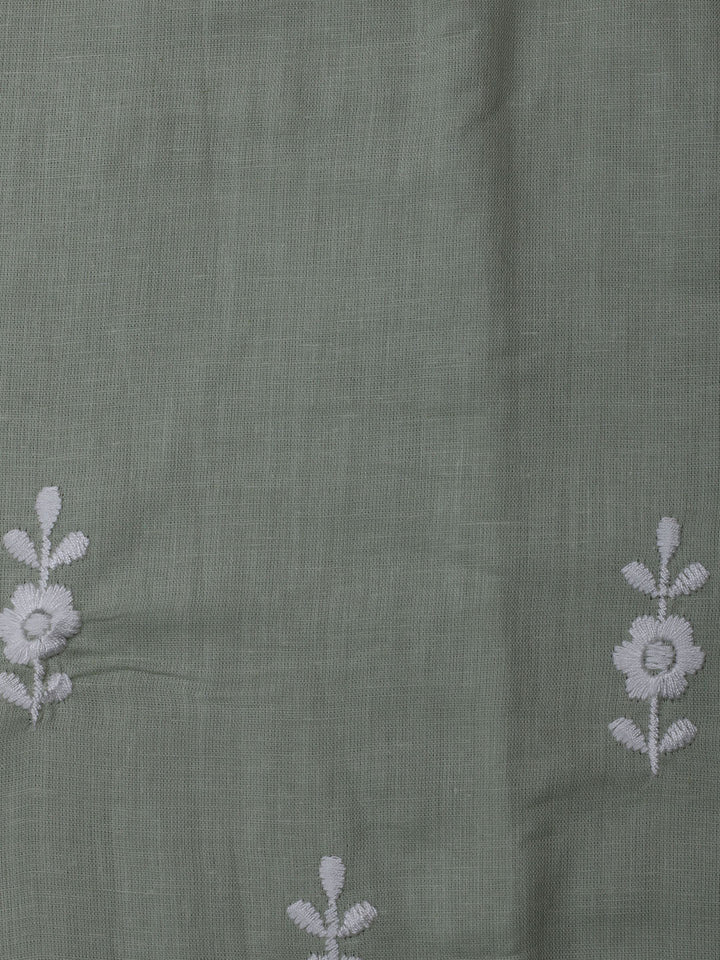 Neck Embroidered Cotton Blend Unstitched Suit With Dupatta