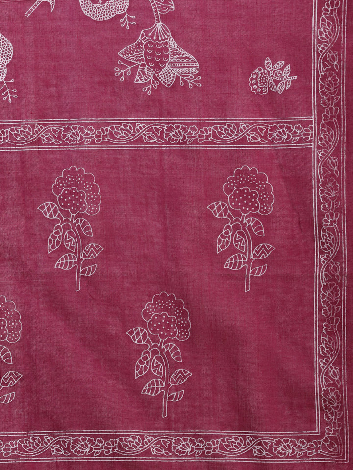 Printed Cotton Blend Kurta With Pants &amp; Dupatta
