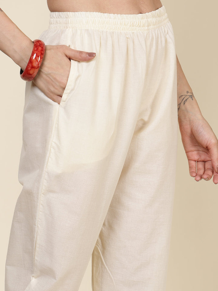 Printed Cotton Blend Kurta With Pants