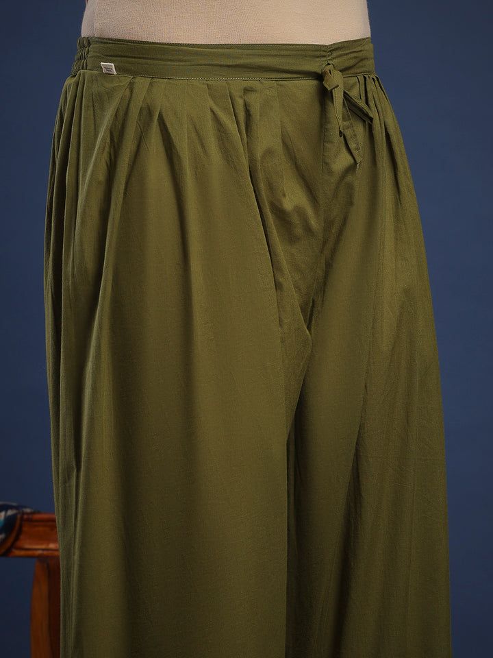 Embroidered Cotton Kurta With Pant &amp; Dupatta