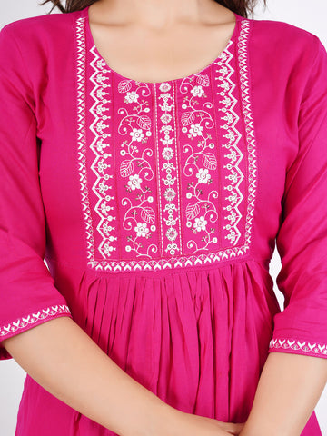 Neck Embroidery Rayon Kurta With Pants