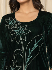 Zari Neck Embroidered Velvet Kurta With Pants