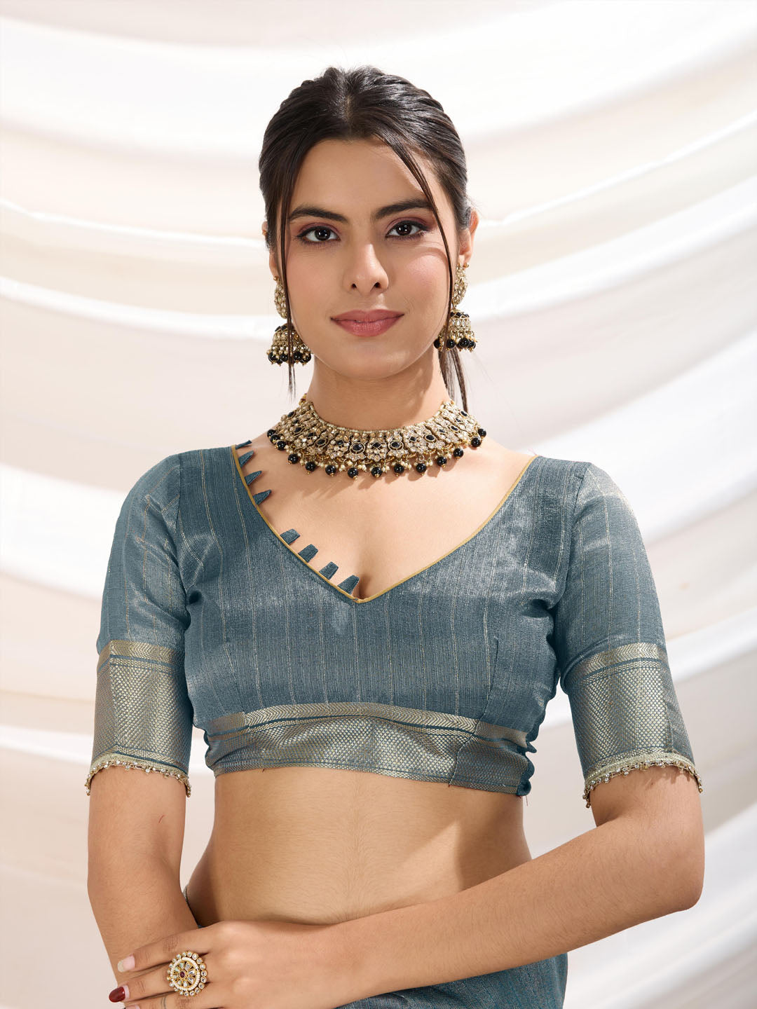 Gota Embroidered Art Silk Woven Saree