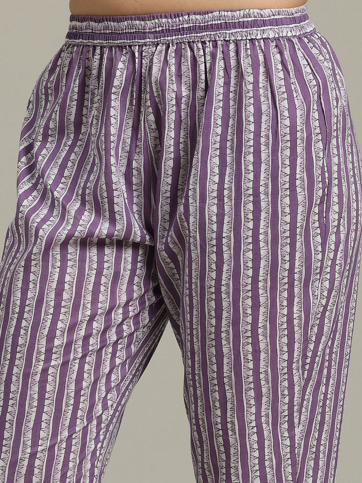 Floral Parinted Cotton Blend Kurta With Pants &amp; Dupatta